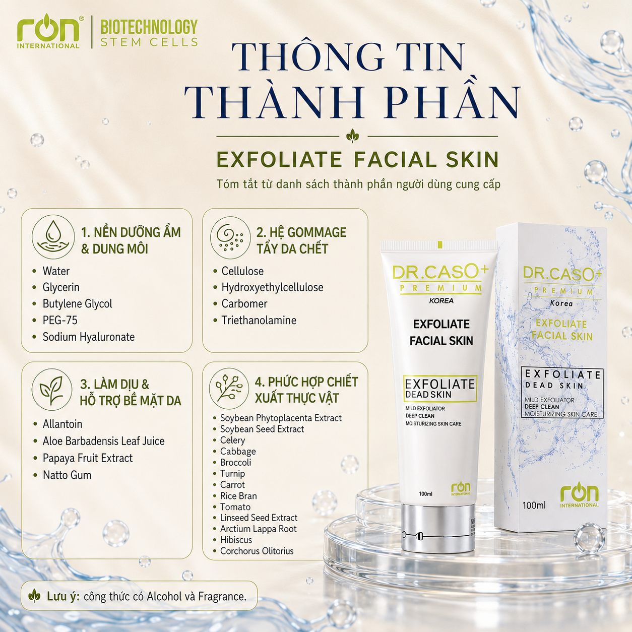 Dr.Caso+ Premium Exfoliate Facial Skin 100ml/Tẩy da chết mặt 100ml